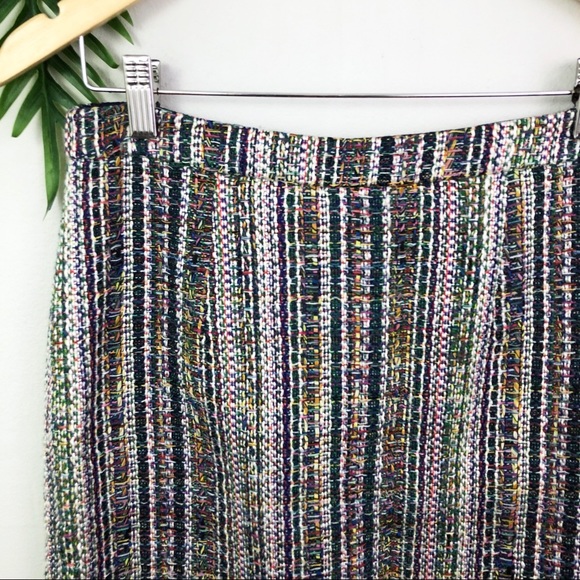 Anthro Maeve Multicolor Fringed Tweed Pencil Skirt - Picture 7 of 13
